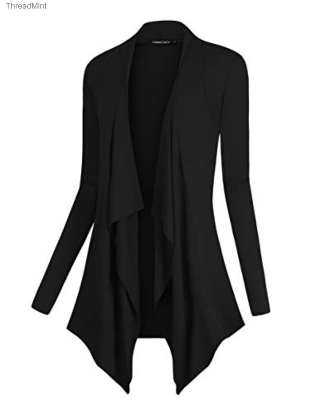 Drape Front Open Cardigan Long Sleeve Irregular Hem Lightweight